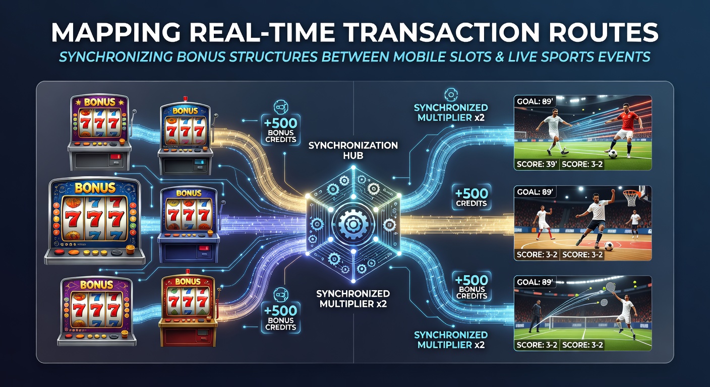 Darstellung von Echtzeit-Transaktionsrouten die mobile Slots mit Sportwetten-Boni verbinden