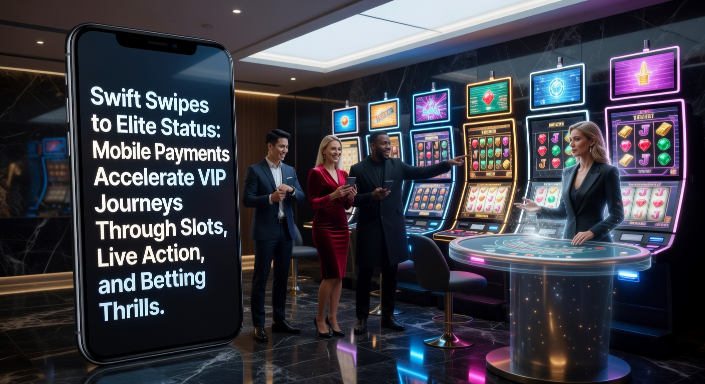Smartphone mit Casino-App zeigt schnelle Mobile-Zahlung und VIP-Level-Up bei Slots und Wetten