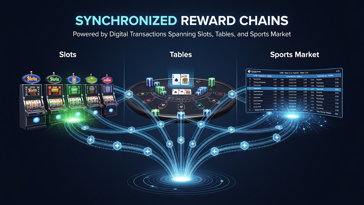 Synchronisierte Belohnungen über verschiedene Spielkategorien mittels digitaler Transaktionen